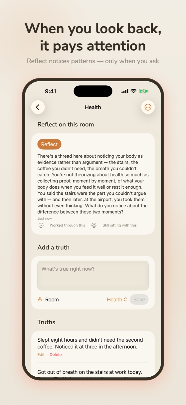 Reflect — patterns across what you've written